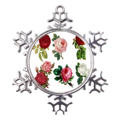 Roses-white Metal Large Snowflake Ornament by nateshop