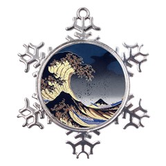 The Great Wave Off Kanagawa Japan Japanese Waves Metal Large Snowflake Ornament by pakminggu