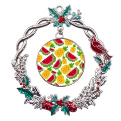 Watermelon -12 Metal X mas Wreath Holly Leaf Ornament by nateshop