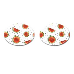 Seamless Background Pattern With Watermelon Slices Cufflinks (oval) by pakminggu