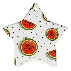 Seamless Background Pattern With Watermelon Slices Star Ornament (two Sides) by pakminggu