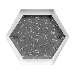 Vector Seamless Dark Zodiac Sign Star Symbol Pattern Hexagon Wood Jewelry Box by Bedest