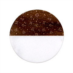 Vector Seamless Dark Zodiac Sign Star Symbol Pattern Classic Marble Wood Coaster (round) 