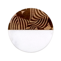 Op-art-black-white-drawing Classic Marble Wood Coaster (round) 