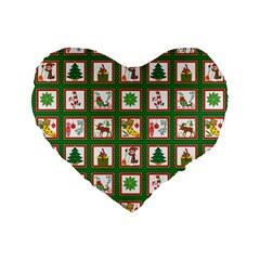 Christmas-paper-christmas-pattern Standard 16  Premium Flano Heart Shape Cushions by Bedest
