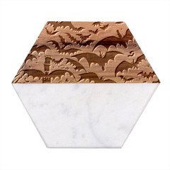 Bat Pattern Marble Wood Coaster (hexagon)  by Valentinaart
