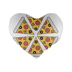 Pizza-slice-food-italian Standard 16  Premium Heart Shape Cushions by Cowasu