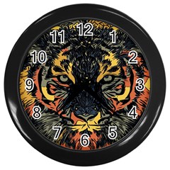Tiger-predator-abstract-feline Wall Clock (black) by Cowasu