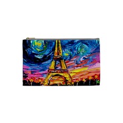Eiffel Tower Starry Night Print Van Gogh Cosmetic Bag (small) by Sarkoni