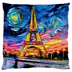 Eiffel Tower Starry Night Print Van Gogh Large Cushion Case (two Sides) by Sarkoni