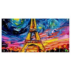 Eiffel Tower Starry Night Print Van Gogh Banner And Sign 8  X 4  by Sarkoni