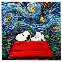 Dog Cartoon Vincent Van Gogh s Starry Night Parody Wooden Puzzle Square by Sarkoni