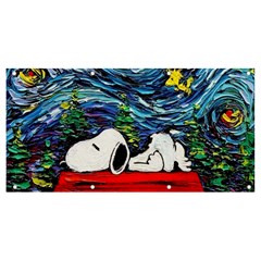 Dog Cartoon Vincent Van Gogh s Starry Night Parody Banner And Sign 8  X 4  by Sarkoni