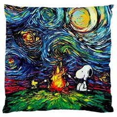 Dog Cartoon Starry Night Print Van Gogh Parody Large Cushion Case (one Side) by Sarkoni