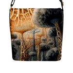 Garden Mushrooms Tree Flower Flap Closure Messenger Bag (L)