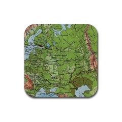 Map Earth World Russia Europe Rubber Coaster (square) by Bangk1t