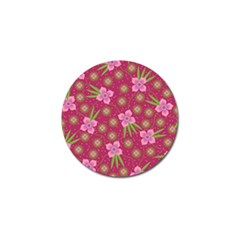 Flower Background Pattern Pink Golf Ball Marker by Ravend