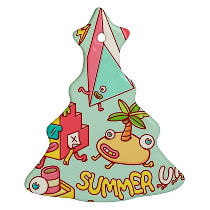 Summer Up Cute Doodle Ornament (Christmas Tree) 