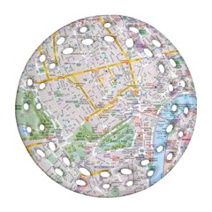 London City Map Round Filigree Ornament (two Sides) by Bedest