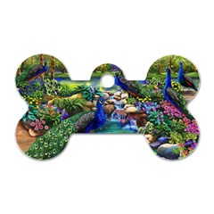 Peacocks  Fantasy Garden Dog Tag Bone (two Sides) by Bedest