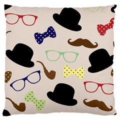 Moustache-hat-bowler-bowler-hat Large Cushion Case (one Side) by Ravend
