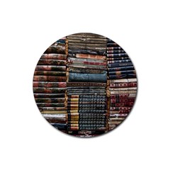 Pile Of Books Photo Of Assorted Book Lot Backyard Antique Store Rubber Round Coaster (4 Pack) by Ravend