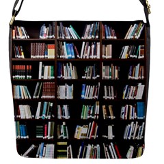Book Collection In Brown Wooden Bookcases Books Bookshelf Library Flap Closure Messenger Bag (s)