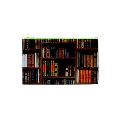 Assorted Title Of Books Piled In The Shelves Assorted Book Lot Inside The Wooden Shelf Cosmetic Bag (xs) by Ravend