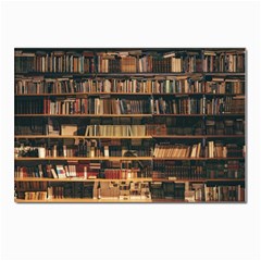 Books On Bookshelf Assorted Color Book Lot In Bookcase Library Postcard 4 x 6  (pkg Of 10) by Ravend