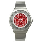 Background-red Stainless Steel Watch