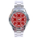Background-red Stainless Steel Analogue Watch