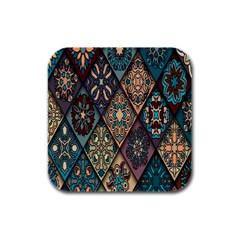 Flower Texture, Background, Colorful, Desenho, Rubber Square Coaster (4 Pack) by nateshop