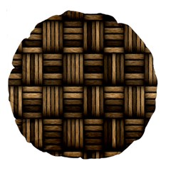 Brown Weaving Texture, Macro, Brown Wickerwork Large 18  Premium Round Cushions by nateshop