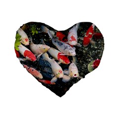 Koi Fish Nature Standard 16  Premium Flano Heart Shape Cushions by Ndabl3x