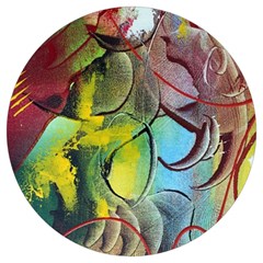 Detail Of A Bright Abstract Painted Art Background Texture Colors Round Trivet by Ndabl3x