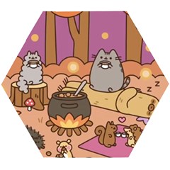 Pusheen Cute Fall The Cat Wooden Puzzle Hexagon by Ndabl3x