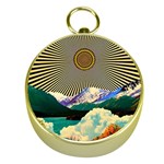 Surreal Art Psychadelic Mountain Gold Compasses
