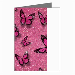 Pink Glitter Butterfly Greeting Cards (pkg Of 8) by Ndabl3x