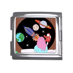 Girl Bed Space Planet Spaceship Mega Link Italian Charm (18mm) by Bedest
