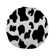 Black And White Cow Print,wallpaper Standard 15  Premium Flano Round Cushions by nateshop