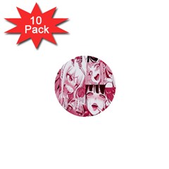 Ahegao Pink, Anime, Girl, Girlface, Girls, Pattern, White, Hd 1  Mini Buttons (10 Pack)  by nateshop