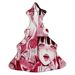 Ahegao Pink, Anime, Girl, Girlface, Girls, Pattern, White, Hd Christmas Tree Ornament (two Sides) by nateshop