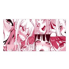 Ahegao Pink, Anime, Girl, Girlface, Girls, Pattern, White, Hd Satin Shawl 45  X 80  by nateshop