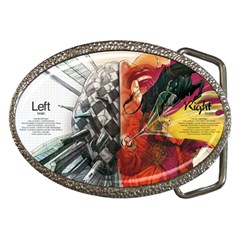 Left And Right Brain Illustration Splitting Abstract Anatomy Belt Buckles by Bedest