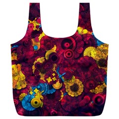 Psychedelic Digital Art Colorful Flower Abstract Multi Colored Full Print Recycle Bag (xxxl) by Bedest