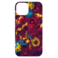 Psychedelic Digital Art Colorful Flower Abstract Multi Colored Iphone 14 Black Uv Print Case by Bedest