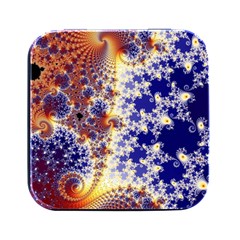 Psychedelic Colorful Abstract Trippy Fractal Mandelbrot Set Square Metal Box (black) by Bedest