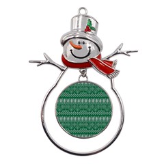 Christmas Knit Digital Metal Snowman Ornament