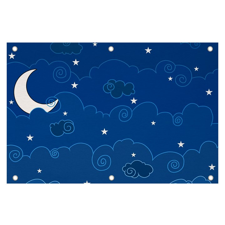 Sky Night Moon Clouds Crescent Banner and Sign 6  x 4 