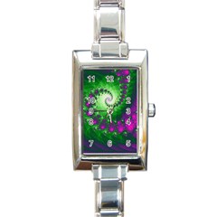 Fractal Spiral Purple Art Green Art Rectangle Italian Charm Watch by Proyonanggan